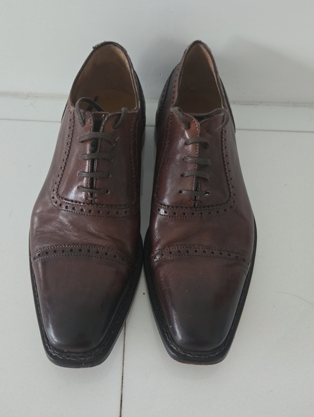 Vero Cuoio Brown Leather Cap-Toe Derby Shoes